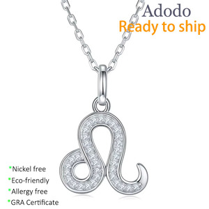 Joyería Fina Personalizada <span class=keywords><strong>de</strong></span> Fábrica, Plata <span class=keywords><strong>de</strong></span> Ley 925, Chapado en Oro Blanco, Incrustaciones <span class=keywords><strong>de</strong></span> Moissanita VVS GRA, Dijes <span class=keywords><strong>de</strong></span> <span class=keywords><strong>los</strong></span> 12 Signos del Zodiaco, Collares con Colgante - Product Image 1