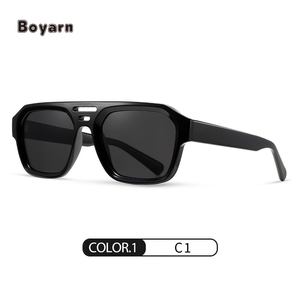 Occhiali da sole Boyarn Cool Shades Pilot Square <span class=keywords><strong>TR</strong></span> & acetato realizzati con occhiali da sole da uomo a forma di doppio ponte - Product Image 5