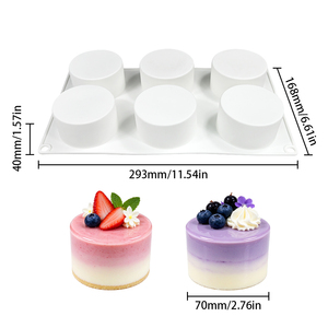 Molde de Silicona Redondo de 6 Cavidades para Pastel de Mousse, Cilindro para Hornear Postres, Gelatina y Pudín - Product Image 2