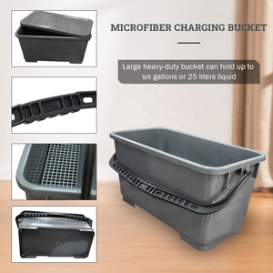 Herramientas de limpieza personalizables de alta calidad, Cubo de microfibra para limpieza de ventanas rectangular de plástico de 25L y 6 galones - Product Image 2