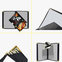 Fundas Personalizadas para Menús de 6 Vistas en Formato A5, A4, A3, de Tela Negra con Relieve, Piel Sintética PU, para Bodas, Bares, Hoteles y Restaurantes