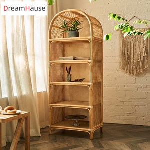 رف كتب من الخيزران الحقيقي بتصميم نورديك لغرفة المعيشة من دريمهاوس، خزانة عرض بسيطة على الطراز الاسكندنافي، رف تخزين - Product Image 1