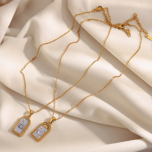 Collana YF8247 alla Moda, Elegante e <span class=keywords><strong>di</strong></span> Lusso con Ciondolo a Cuore e <span class=keywords><strong>Luna</strong></span>, Placcata in Oro 18K, Impermeabile in Acciaio Inossidabile - Product Image 2