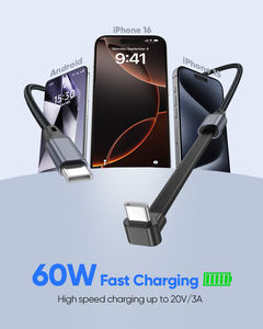 Câble USB C tressé en nylon à 90 degrés, 3,3 pieds, 60 W, chargeur Type C, charge rapide, câble USB C plat à angle droit - Product Image 2