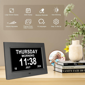 Collez sur le mur grand grand écran de bureau multifonction 7 ''cadre d'<span class=keywords><strong>horloge</strong></span> numérique pour les personnes âgées âgées - Product Image 6