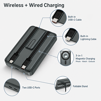 Batterie externe 2-en-1 18W 10000mAh haute capacité à charge rapide, entrée Type-C, support de chargeur sans fil magnétique 15W pour téléphones et montres