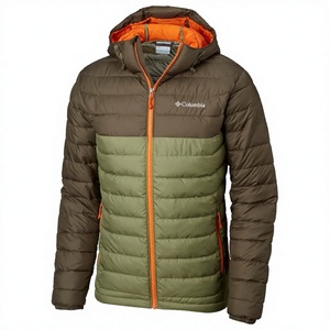 Chaqueta Acolchada Columbia para Hombre, con Bloques de Color, Impermeable, Cortavientos, Ligera, con Capucha, para Actividades al Aire Libre, Poliéster/Nailon, Verde Marrón - Product Image 3