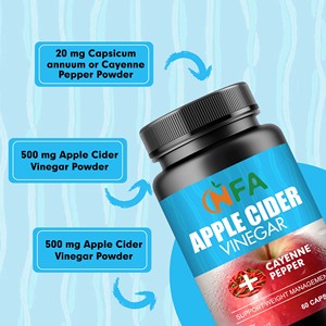 NFA Apple Cider Vinegar With Cayenne Pepper Capsules 60 Count Dietary <b>Supplement</b> For Weight Management - Product Image 6