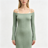 Robe pull longue en maille menthe de haute qualité pour femme, personnalisable OEM & ODM, vente en gros