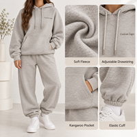 Ensemble de survêtement pour femme de haute qualité, personnalisé, décontracté, coupe longue et régulière, en molleton, 2 pièces, sweat-shirt et pantalon, écologique, 100% coton, hiver
