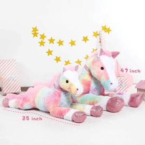 Vente en gros de grande qualité rose peluche grand animal jouet ensemble poney cheval pour amis enfants fête cadeaux d'anniversaire - Product Image 1