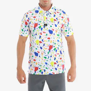 DEOLAX buena calidad diseño patrón estampado ajuste cuatro vías estiramiento Golf desgaste hombres sublimación 3D Impresión digital Polo camisa