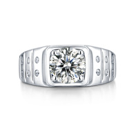 DE Moissanite 925 bague carrée en argent Sterling pour hommes redimensionnable 2ct VVS Moissanite hommes anneaux Simple carré Design hommes anneau