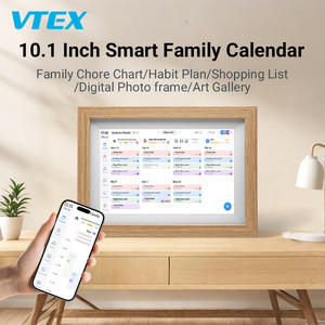 Calendrier familial numérique 15,6 pouces, cadre <span class=keywords><strong>photo</strong></span> en bois, <span class=keywords><strong>application</strong></span> Fotocube, synchronisation cloud WiFi, album, calendrier numérique intelligent, calendrier électronique <span class=keywords><strong>Android</strong></span> - Product Image 1