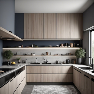 Chine Ensemble de kitchenette moderne au design de petite cuisine populaire Armoire de cuisine en mélamine bon marché - Product Image 3