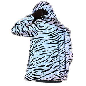 New Streetwear nottilucente giacche abbigliamento uomo giacca a vento riflettente giacca Hip Hop impermeabile <span class=keywords><strong>cappotto</strong></span> con cappuccio Zebra Printed - Product Image 5