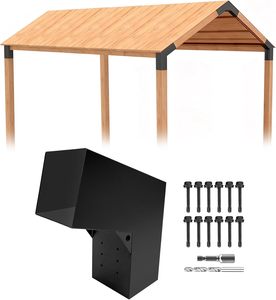Support de poteau en bois robuste pour bricolage 30 °   Supports de toit de pergola en L inclinés à 2 voies pour pavillon, véranda, terrasse - Product Image 1