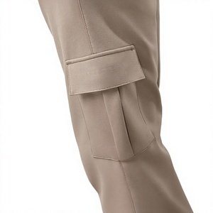 Ensemble de survêtement beige à capuche pour homme, manches longues, couleur unie, tenue décontractée de jogging avec poches latérales, coupe régulière, pour l'automne - Product Image 6