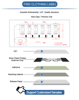 Étiquette textile UHF RFID personnalisée U9 860-960 MHz, étiquette cousue imperméable pour le suivi des vêtements, des articles vestimentaires et du linge