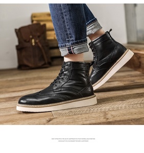 Stivaletti da <span class=keywords><strong>Uomo</strong></span> in Vera Pelle Scamosciata Stile Brogue con Lacci Impermeabili <span class=keywords><strong>Scarpe</strong></span> Casual per Matrimoni all'Aperto - Product Image 6