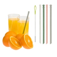 Meilleures ventes Accessoires de bar Pailles pliables en silicone réutilisables avec brosse de nettoyage