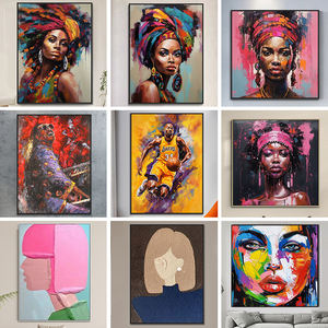 Pinturas <span class=keywords><strong>de</strong></span> Figuras <span class=keywords><strong>de</strong></span> Mujeres <span class=keywords><strong>Africanas</strong></span> Hermosas en Graffiti <span class=keywords><strong>de</strong></span> Aceite sobre Lino Premium Hechas a Mano, Decoración <span class=keywords><strong>de</strong></span> Arte Pop Americano - Product Image 6