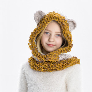 Invierno nuevo sombrero para niños lana animal oso oreja <span class=keywords><strong>ganchillo</strong></span> sombrero <span class=keywords><strong>cuello</strong></span> calentador - Product Image 3