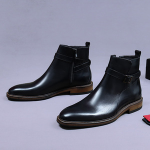 2026 Designer Leather <b>Boots</b> for Men-Luxurious Smooth Leather Pointed-Toe Lace-Up Closure Anti-Slip Breathable Business Shoes - Product Image 5