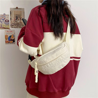 Sac bandoulière portable en polyester pour femme, sac de poitrine, sac banane, sac de taille style sportif, broderie tendance