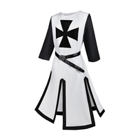 Tunique médiévale corsetée en acier inoxydable pour homme, style Halloween, avec pan fendu MT-230314