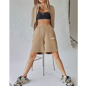 Custom Breathable Eco-Friendly Elastic Waist Hot Summer Sweat <b>Cargo</b> Pockets Jogging <b>Shorts</b> for <b>Women</b> Gym Casual Wear - Product Image 5