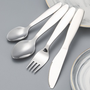 Chất Lượng Cao 18/10 Thép Không Gỉ Trẻ Em Dao Kéo Thiết Lập Ngắn Xử Lý Trẻ Em Của <span class=keywords><strong>Flatware</strong></span>-Hộ Gia Đình Thìa Súp - Product Image 3