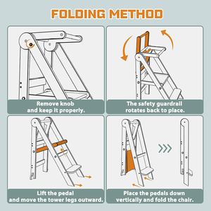 Regalo de Navidad Alturas ajustables Torre de aprendizaje de madera para niños pequeños Taburete plegable para niños - Product Image 5