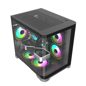Gabinete de PC de Torre Media con Cristal Lateral Curvo, Blanco, para Juegos, Compatible con Placas Base M-ATX, Refrigeración para Computadoras de Juego - Product Image 1