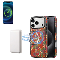 Denior |   Étui portefeuille magnétique imprimé en liège avec porte-cartes motif floral compatible avec les séries Apple 17/16/15/14/13/12