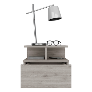<b>Floating</b> Nightstand One <b>Drawer</b> Light Gray Finish Wall Mounted Bedroom Storage - Product Image 5