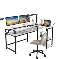 Table d'écriture d'étude moderne de 55 pouces grand bureau en forme de L avec support de moniteur et étagères Table de jeu d'angle