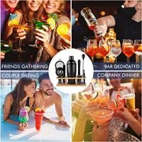 Ensemble de shaker à cocktails moderne en acier inoxydable noir de 8 pièces, kit de barman, capacité de 750 ml, personnalisable