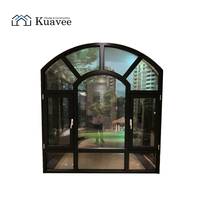 Ventanas de Aluminio con Rejilla de Arco de Vidrio Resistentes a Huracanes, Ventanas Interiores de Aluminio para Villas, Ventana Especial Redonda Triangular Acristalada