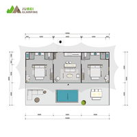 Tente de safari Lodge-Glamping avec salle de bain, hébergement hôtelier, tente de camping en toile à structure en acier
