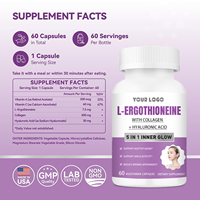Complément Anti-Âge Adulte en Gros : Capsules de L-Ergothionéine Pure et Collagène (60 Capsules par Flacon) pour la Santé Cellulaire