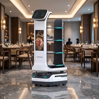 Robot de livraison de nourriture autonome à 4 plateaux, robot de service intelligent à recharge automatique pour restaurant et hôtel
