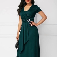 YQY8857 Robe de bureau élégante asymétrique à col en V pour femmes, grande taille 5XL, robe de soirée formelle, très tendance