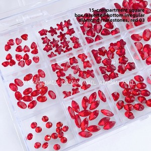 Strass pour Nail Art, 15 compartiments, en résine transparente, à fond pointu, de différentes formes, assortiment de diamants pour ongles - Product Image 5