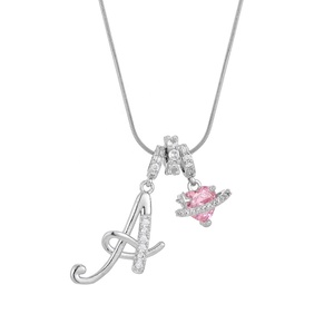Collier pendentif chaîne serpent 26 lettres A-Z en diamant Dopamine, collier pendentif cœur en zircone alphabet de luxe léger, vente chaude - Product Image 5
