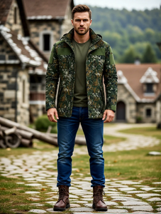 A-1 Men's <b>Camo</b> Trench <b>Jacket</b> Quick Dry Breathable Hooded Outdoor Hiking Fishing Camping Work Uniform - Product Image 2