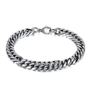 Wholesale Personalized Stainless Steel Charm Bracelets Men's Hip Hop Rock Trend Cuban Chain Handicrafts Fashionable Gift Idea