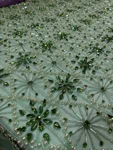 Luxury Crystal and Rhinestone Beaded Embroidered <b>Fabric</b> for Dresses Premium Handmade Lace Material for Wedding Gown Evening Wear - Product Image 2