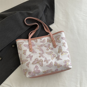 2025 nouveau <span class=keywords><strong>sac</strong></span> fourre-tout en cuir PU pour femmes de haute qualité coréen papillon imprimé grande capacité <span class=keywords><strong>sac</strong></span> à bandoulière fermeture éclair mode - Product Image 6