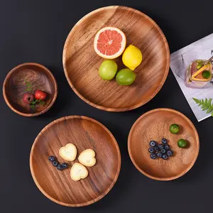 Acacia Salad Bowl Wooden Bowl Set Rice Bowl Wholesale Children's Wooden For Adults Customized Logo Picture Wooden Utensils 5 Pcs